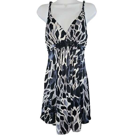 Speechless Black Silver Leaf Print Dress Size M Medium Party Cocktail - Picture 1 of 8